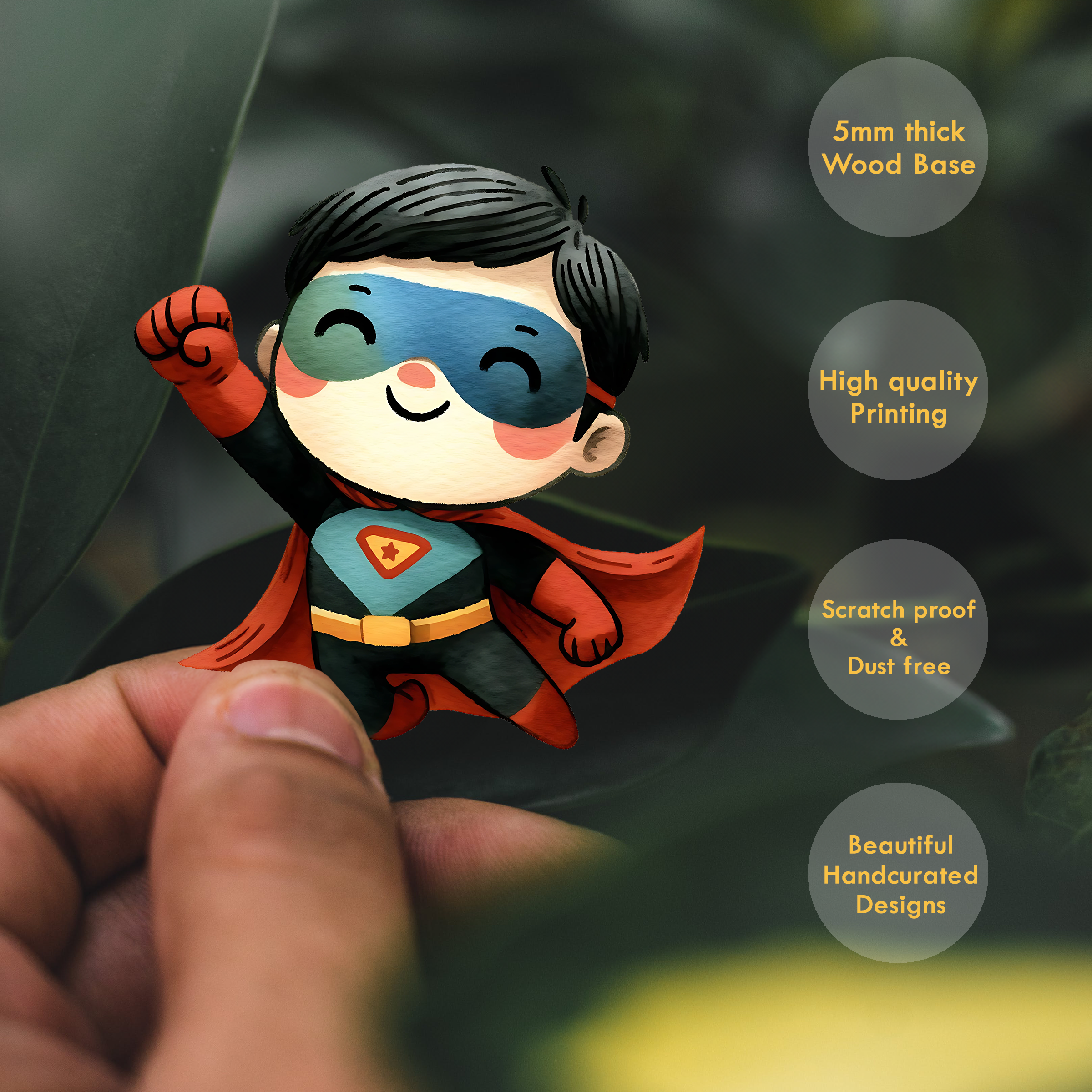 Wooden Fridge Magnet - Mighty Raju